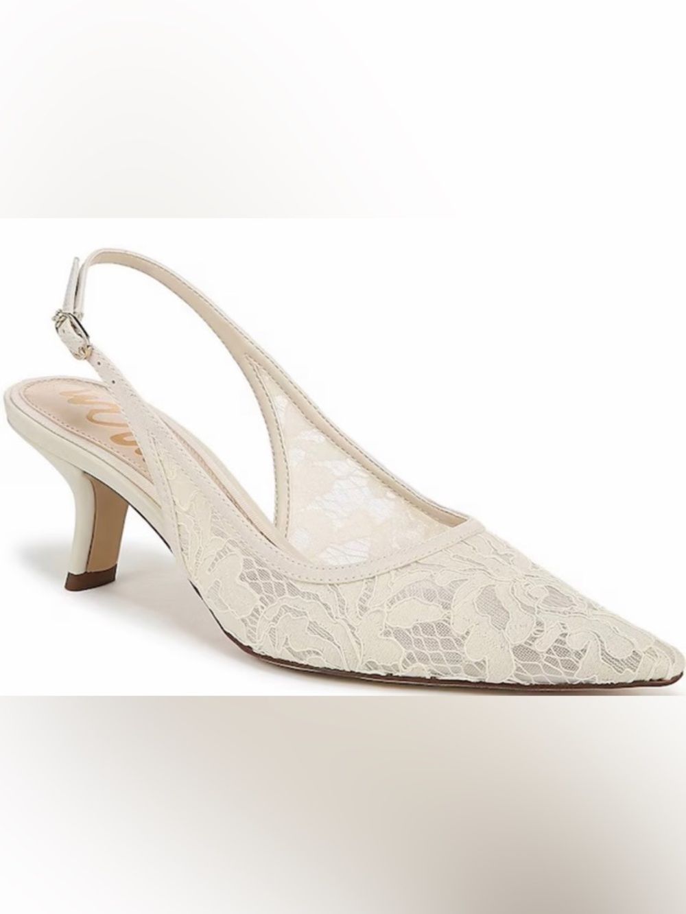 Sam Edelman Cream Lace Slingback Pointed-Toe Heels